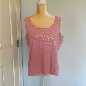 Chico's Pink Sequin Sleeveless Tank Top